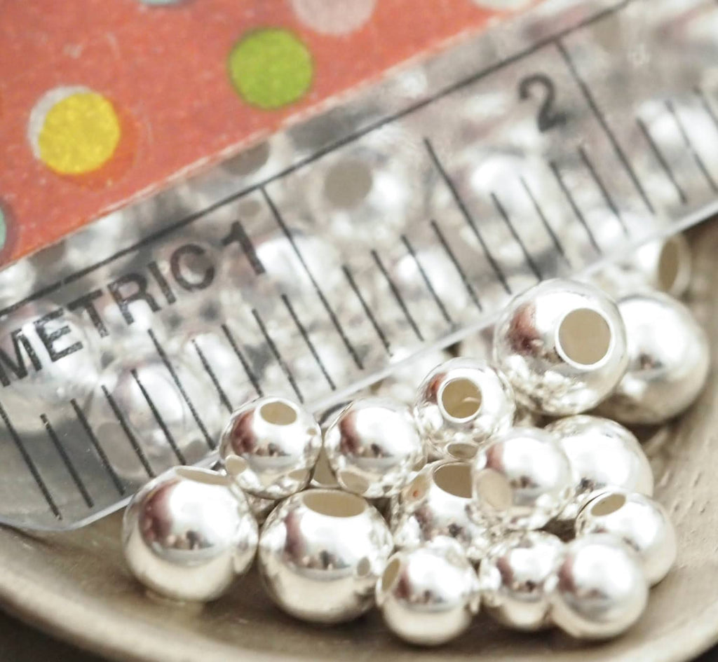 Sterling Silver Smooth Round Beads - You Pick Size 2mm, 3mm, 4mm, 5mm, 6mm, 7mm, 8mm, 9mm, 10mm, 11mm, 12mm, 14mm, 16mm