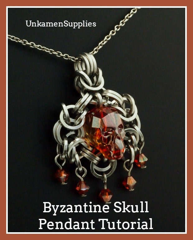 Skull and Byzantine Necklace - Conversation Evoking Swarovski Crystal - Expert Made PDF