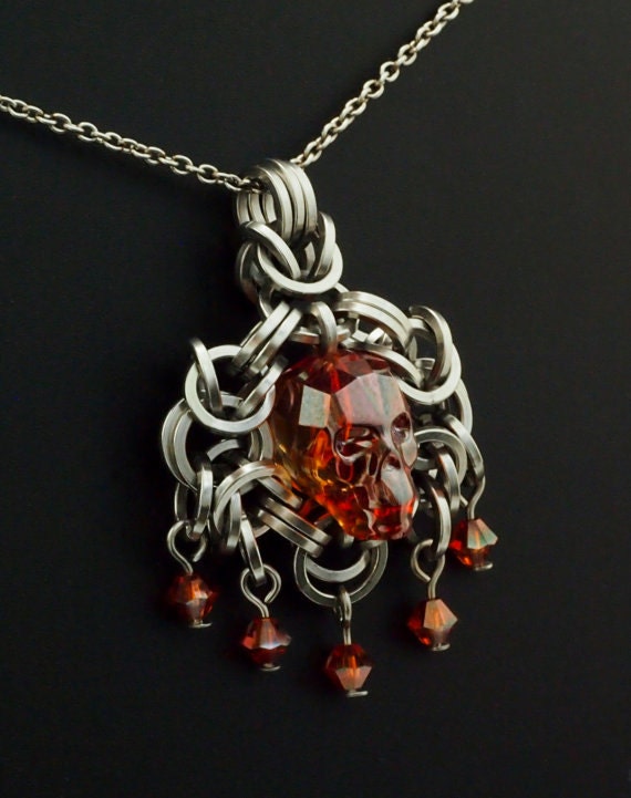 Skull and Byzantine Necklace - Conversation Evoking Swarovski Crystal - Expert Made PDF