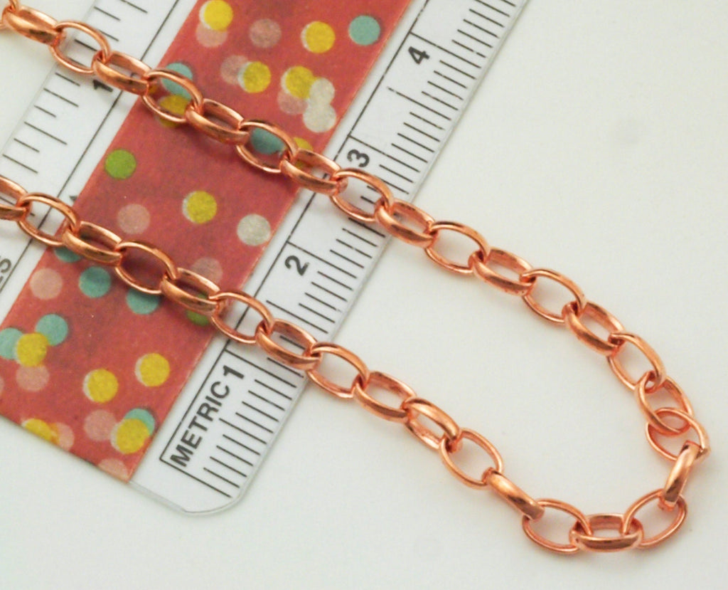 Solid Copper 3.8mm Links - Oval Rolo Cable Chain - By the Foot or Finished