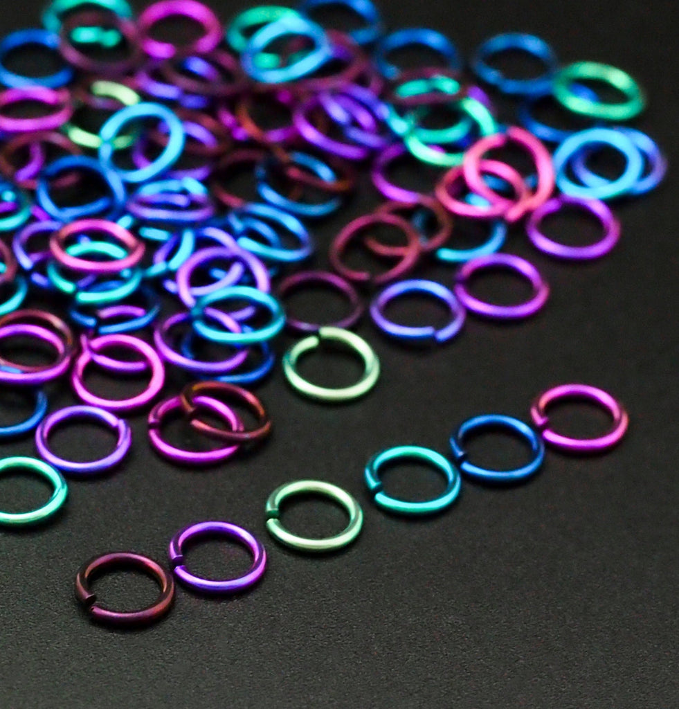 100 Mermaid Enchantment Anodized Niobium Jump Rings in Your Choice of Gauge and Diameter