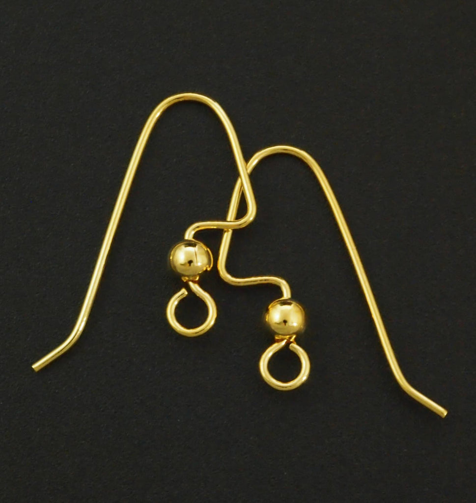 8 Pairs Economical Perfect Balance Ear Wires with Beads in Gold Plate or Silver Plate
