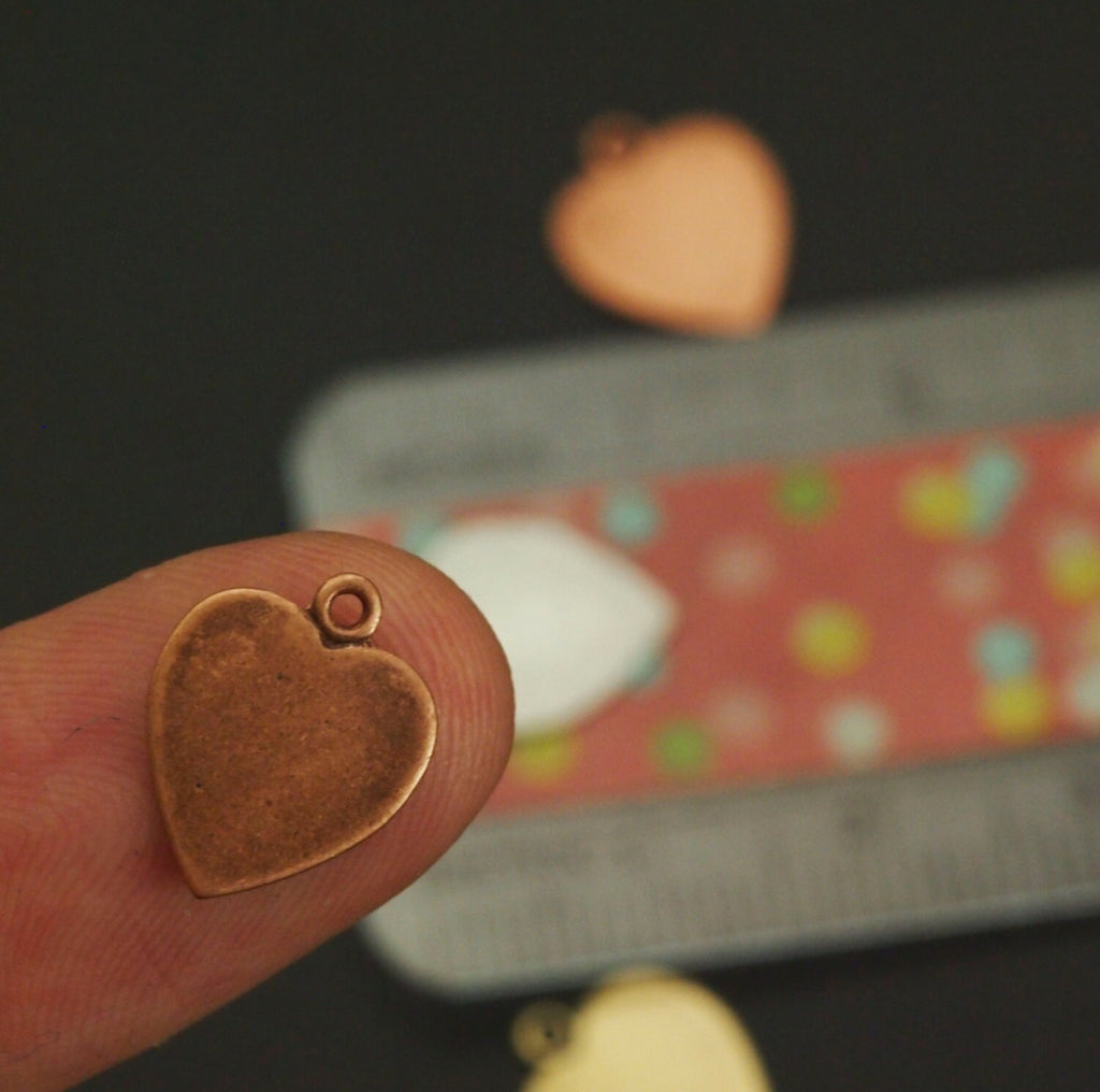 12 Small Textured Heart Charm Blanks - You Pick Finish - 11mm X 10mm - Perfect for Stamping - 100% Guarantee