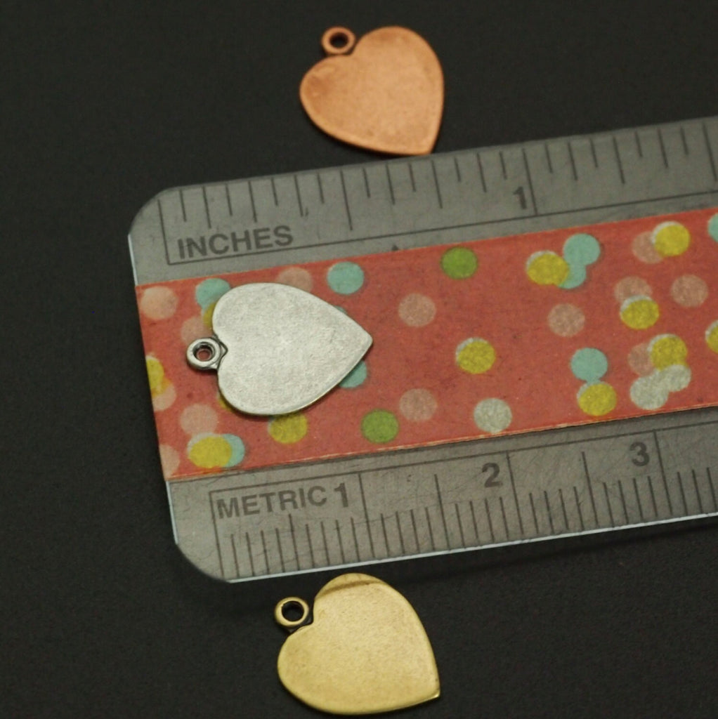 12 Small Textured Heart Charm Blanks - You Pick Finish - 11mm X 10mm - Perfect for Stamping - 100% Guarantee