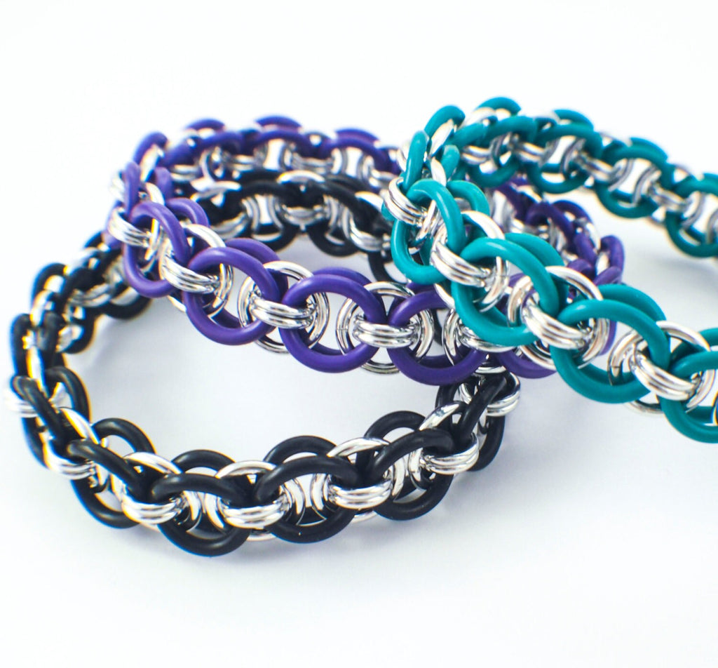 Stretchy Parallel Chain or Helm Weave Chainmaille Bracelet Kit Bracelet