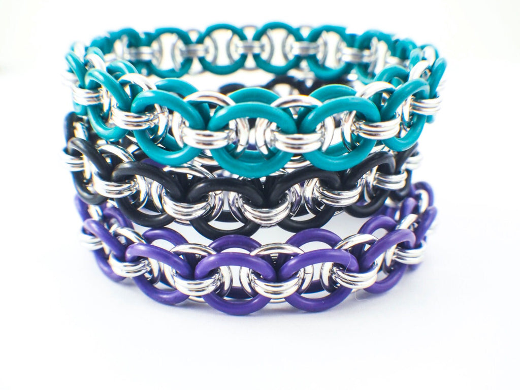 Stretchy Parallel Chain or Helm Weave Chainmaille Bracelet Kit Bracelet