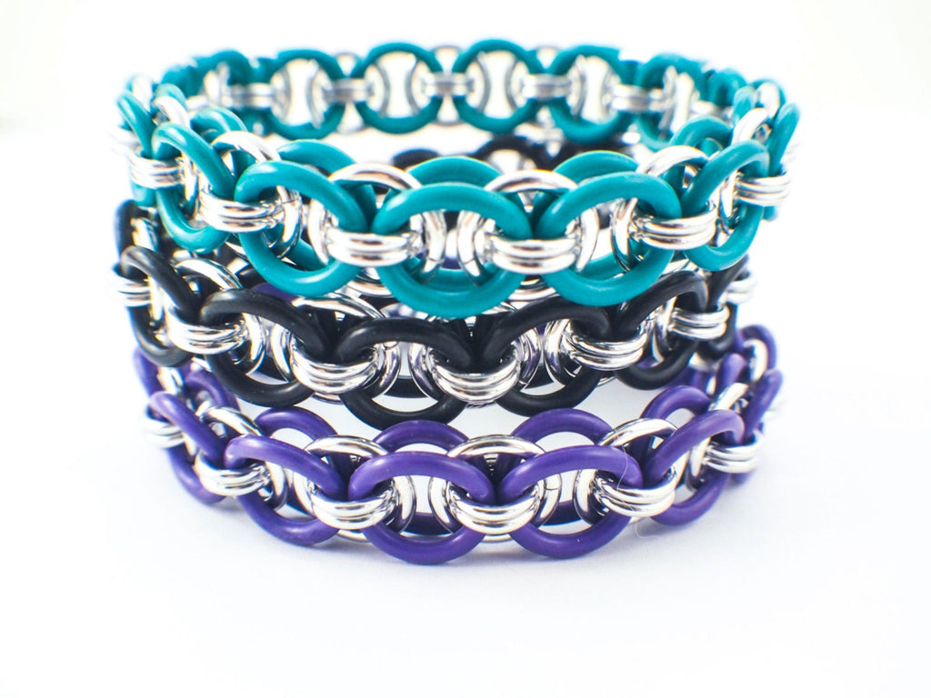 Version I Stretchy Parallel Chain or Helm Weave Chainmaille Bracelet Tutorial - Expert PDF