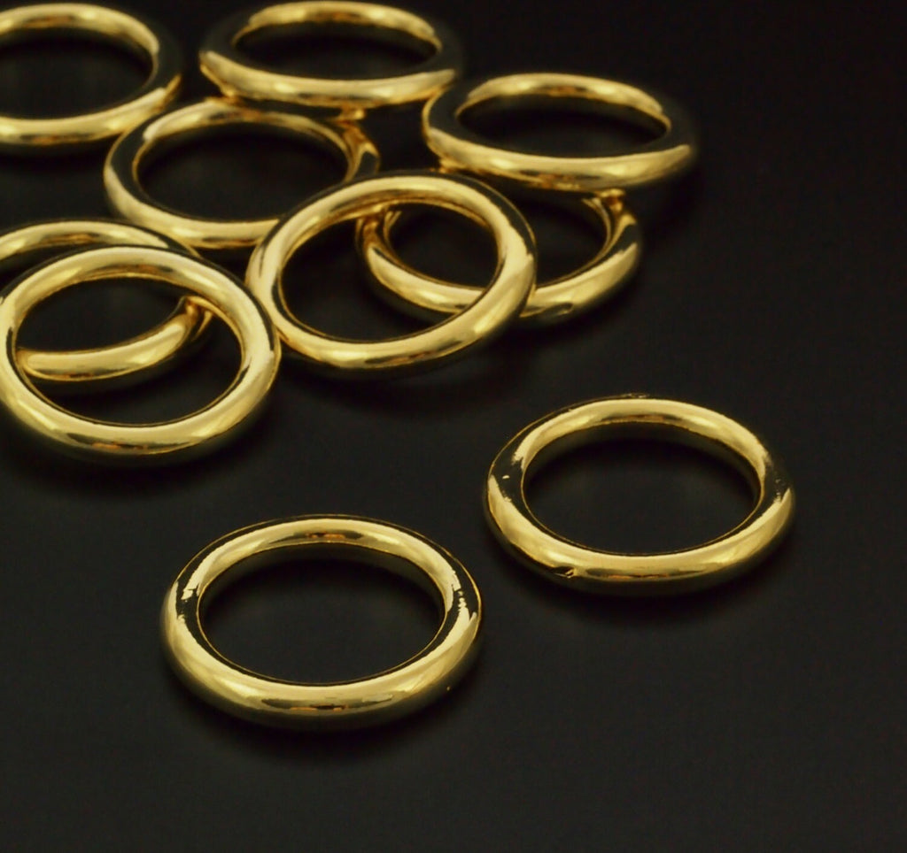 Clearance Sale 1 Rich Low Brass Soldered Closed Jump Ring in 3 Sizes - 6 gauge and 12 gauge