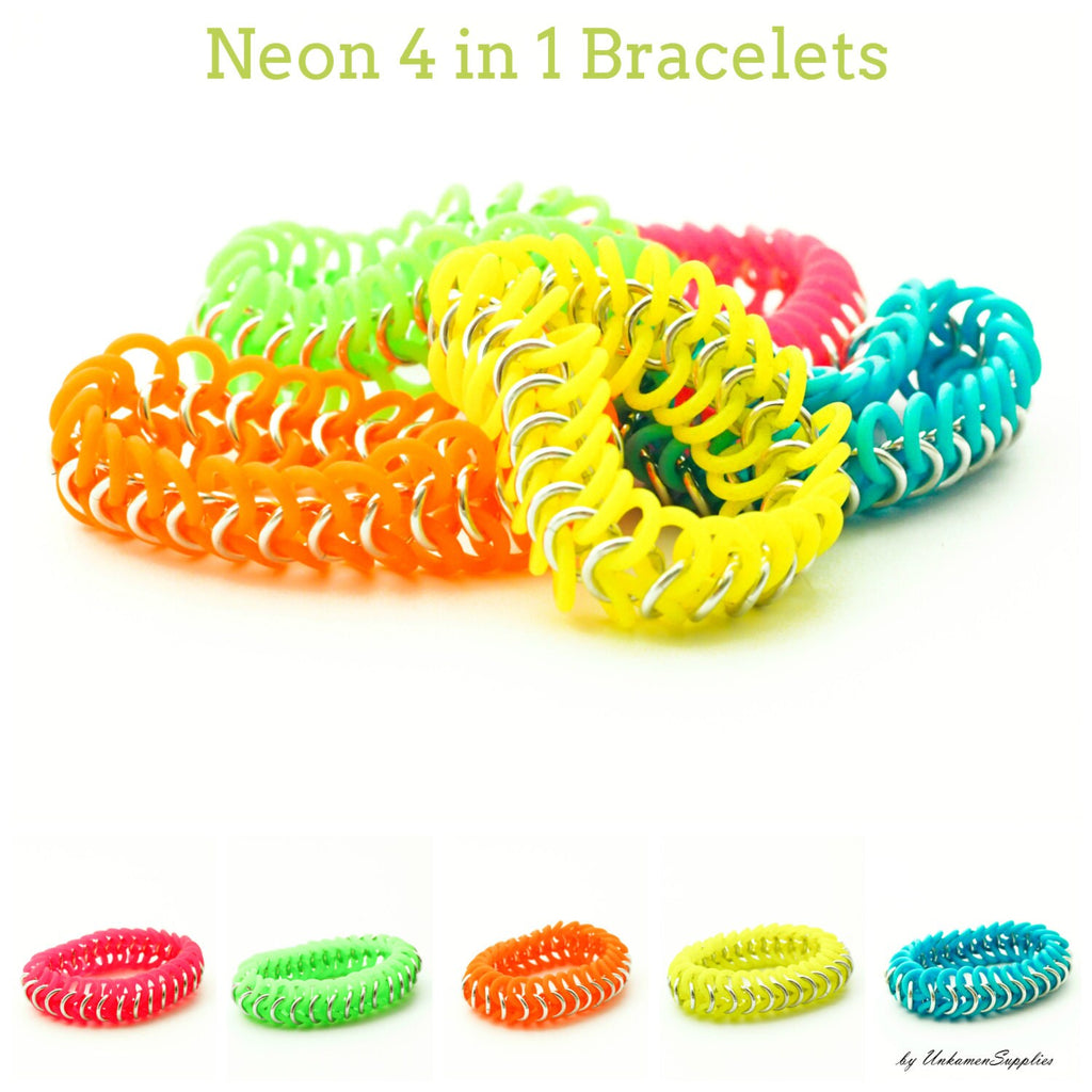 European 4 in 1 Bracelet Kit - Custom Rubber Chainmaille - Economical, Fun and Easy in Neon and More