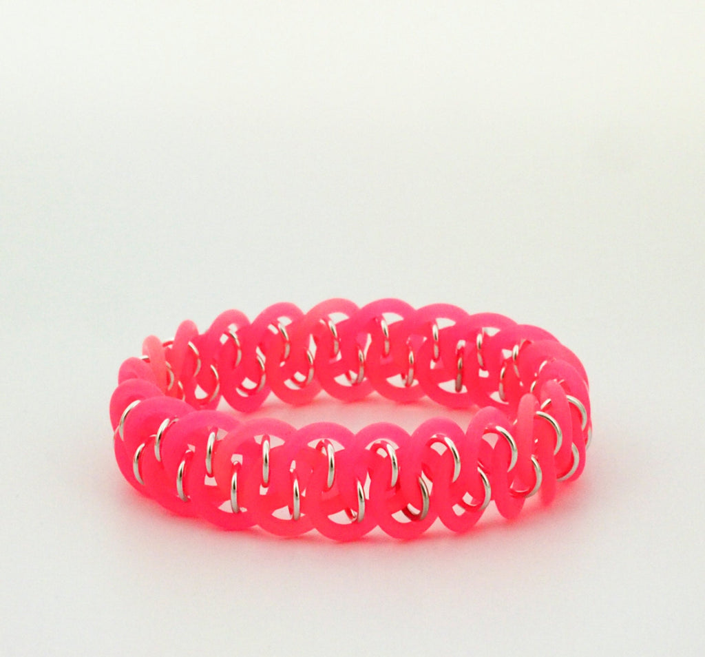 Neon Dragon Scale Bracelet Kit - Custom Rubber Chainmaille - Economical, Fun and Easy
