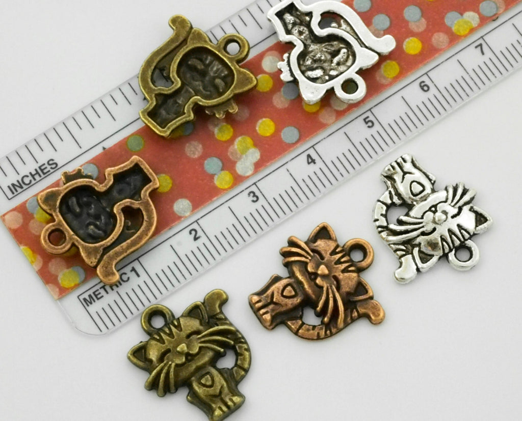 SALE - 6 Purrfect Cat Charms - 19mm X 17mm