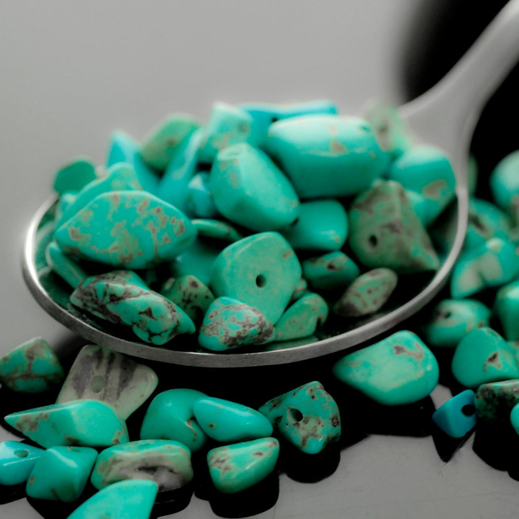 100 - Natural Colored Chalk Turquoise Chip Beads - 24 Grams - 100% Guaranteed Satisfaction