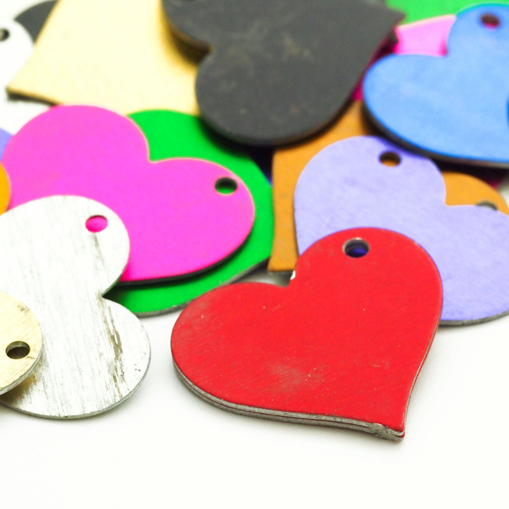 25 Heart Shaped Economical Aluminum Stamping Blanks - 25mm - 10 Anodized Finishes Available - 100% Guarantee