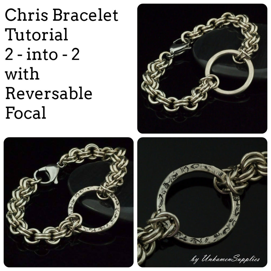 Chris Bracelet Tutorial - 2 into 2 with Two-Sided Focal - Easy Chainmaille PDF