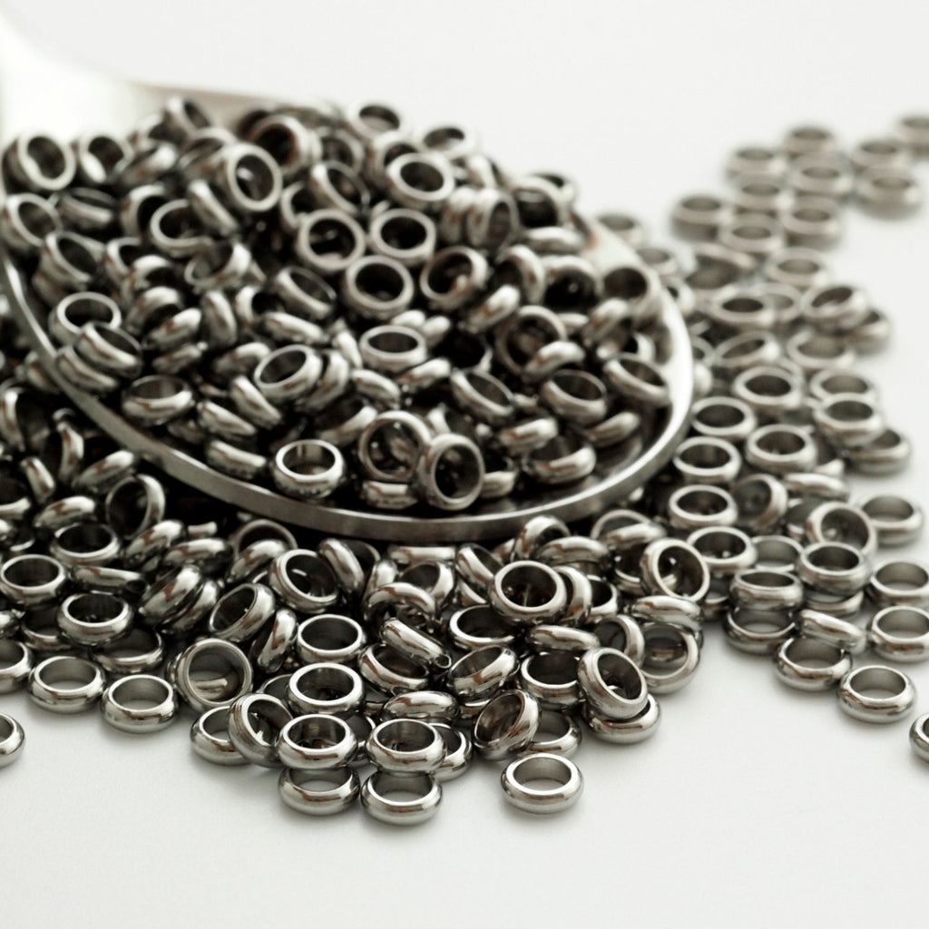 20 Stainless Steel Rondelle Beads 4mm, 5mm, 6mm, 6.5mm, 8mm Great Donut Spacer Beads