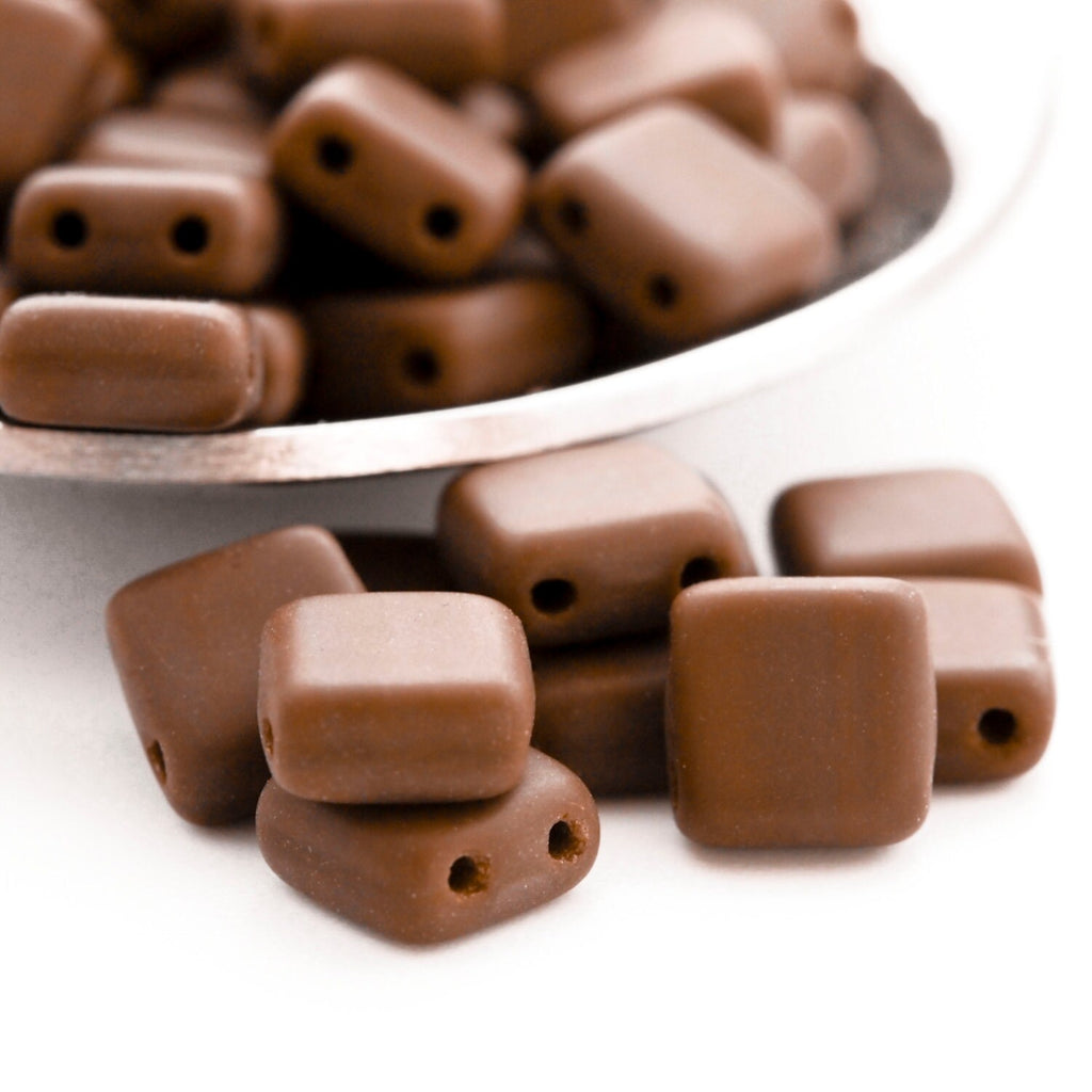 20 - 6mm CzechMates Tile Beads - Matte Chocolate Brown -100% Guarantee