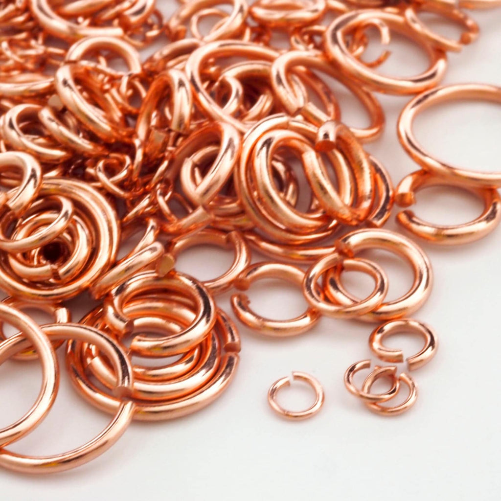 100 Economical Rose Gold Plated Brass Jump Rings - Special Purchase in 17, 18, 20, 21  gauge - 100% Guarantee