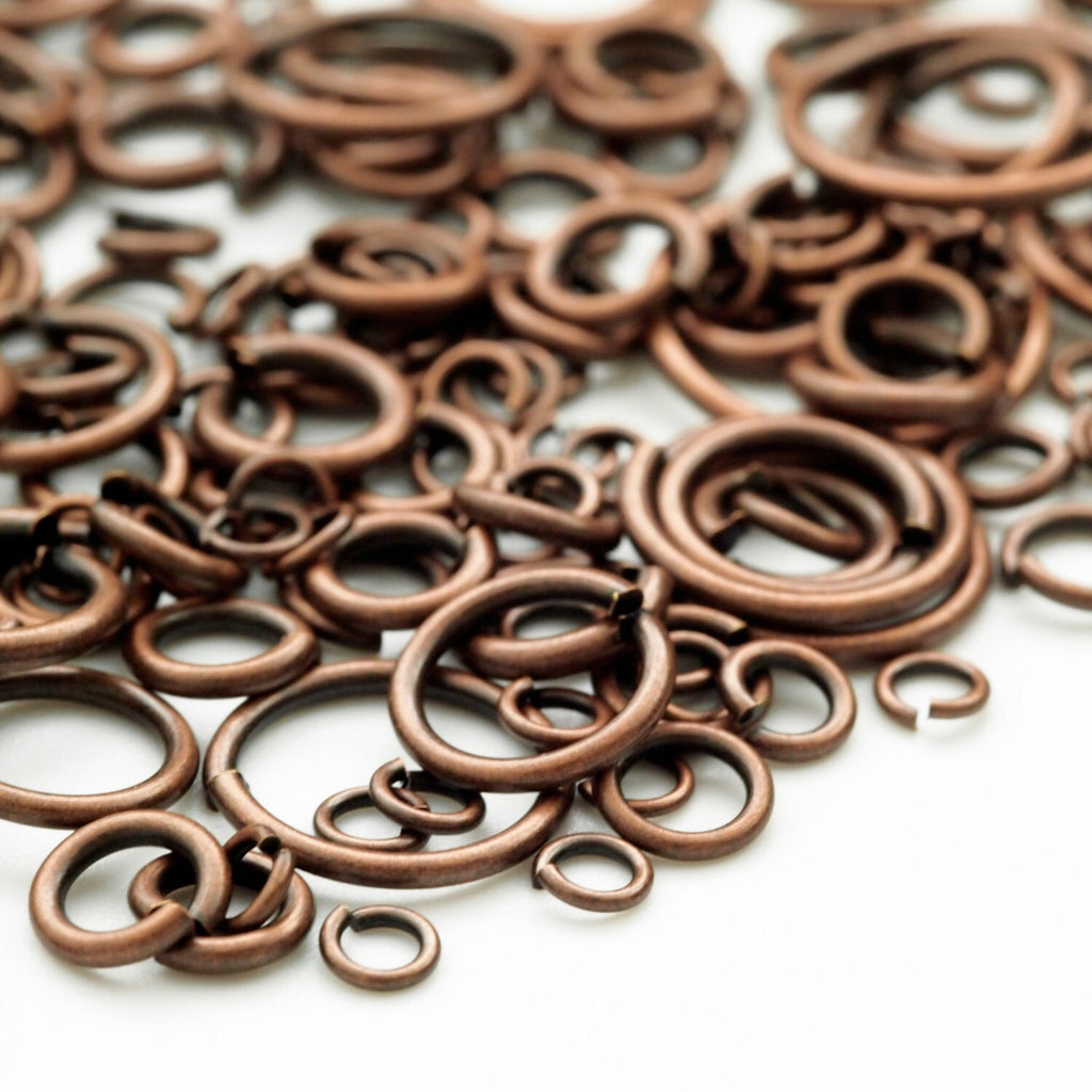 100 Economical Antique Copper Jump Rings - Special Purchase in 17, 18, 20, 21, 22, 24 gauge - 100% Guarantee