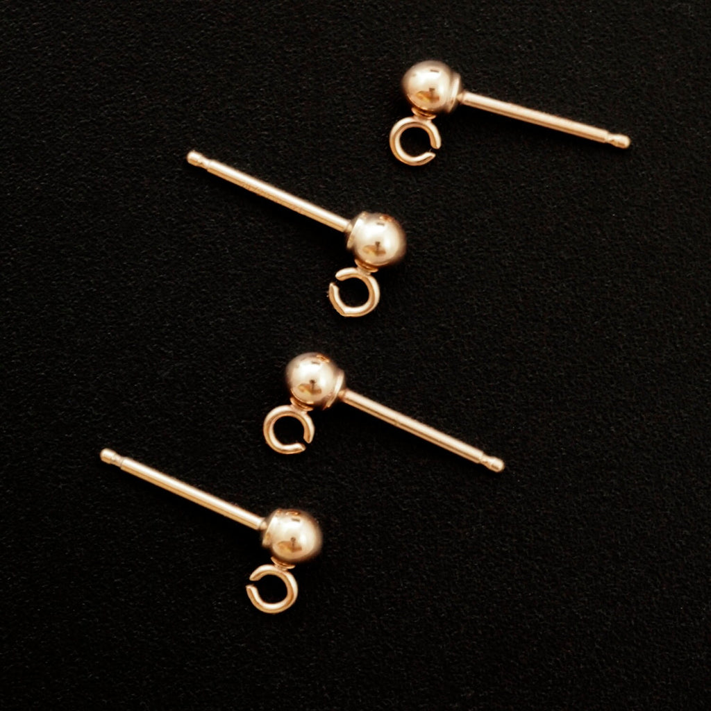 1 Pair 14kt Rose or Yellow Gold Filled Ball Ear Posts with Loops and Ear Backs in 2mm, 3mm, 4mm, 5mm, 6mm 100% Guarantee