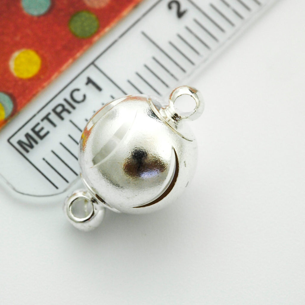 Clearance Sale 1 Magnetic EggShell Ball Clasp - 12mm X 6mm - Silver Plated or Gold Plated - 100% Guarantee