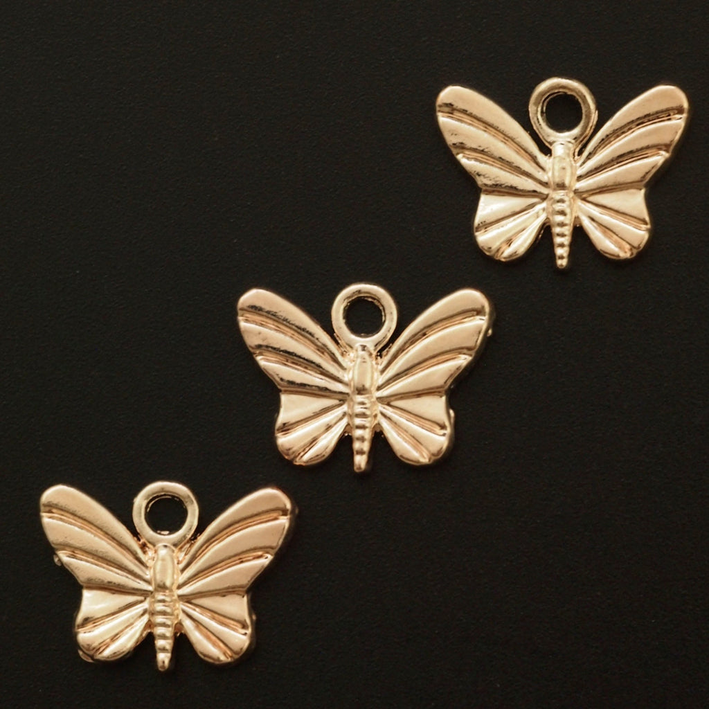 5 Rose Gold Plated Butterfly Charms - 16mm X 11mm - 100% Guarantee