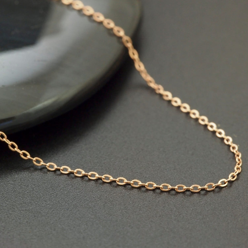 Any Length 1.5mm 14kt Rose Gold Filled Flat Cable Chain - Fine Flat Cable - By the Foot or Finished -  Made in the USA