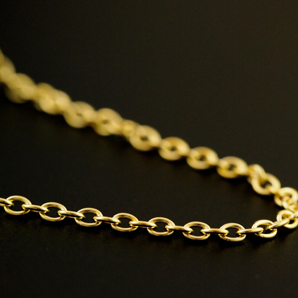Solid Brass 2.6mm Oval Cable Chain - By the Foot or Finished with a Gold Plate Lobster Clasp  - Made in the USA