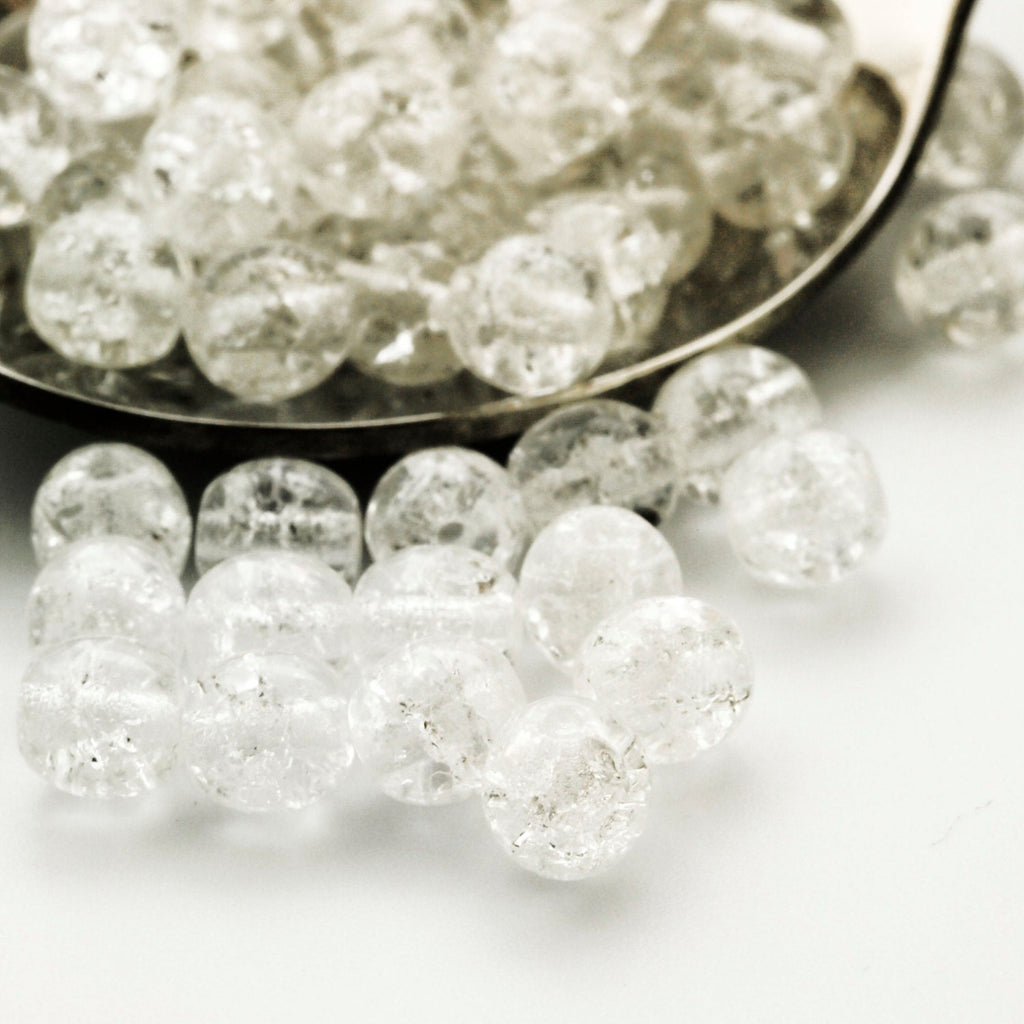 40 - 6mm Round Crystal Crackle Czech Beads - 100% Guarantee