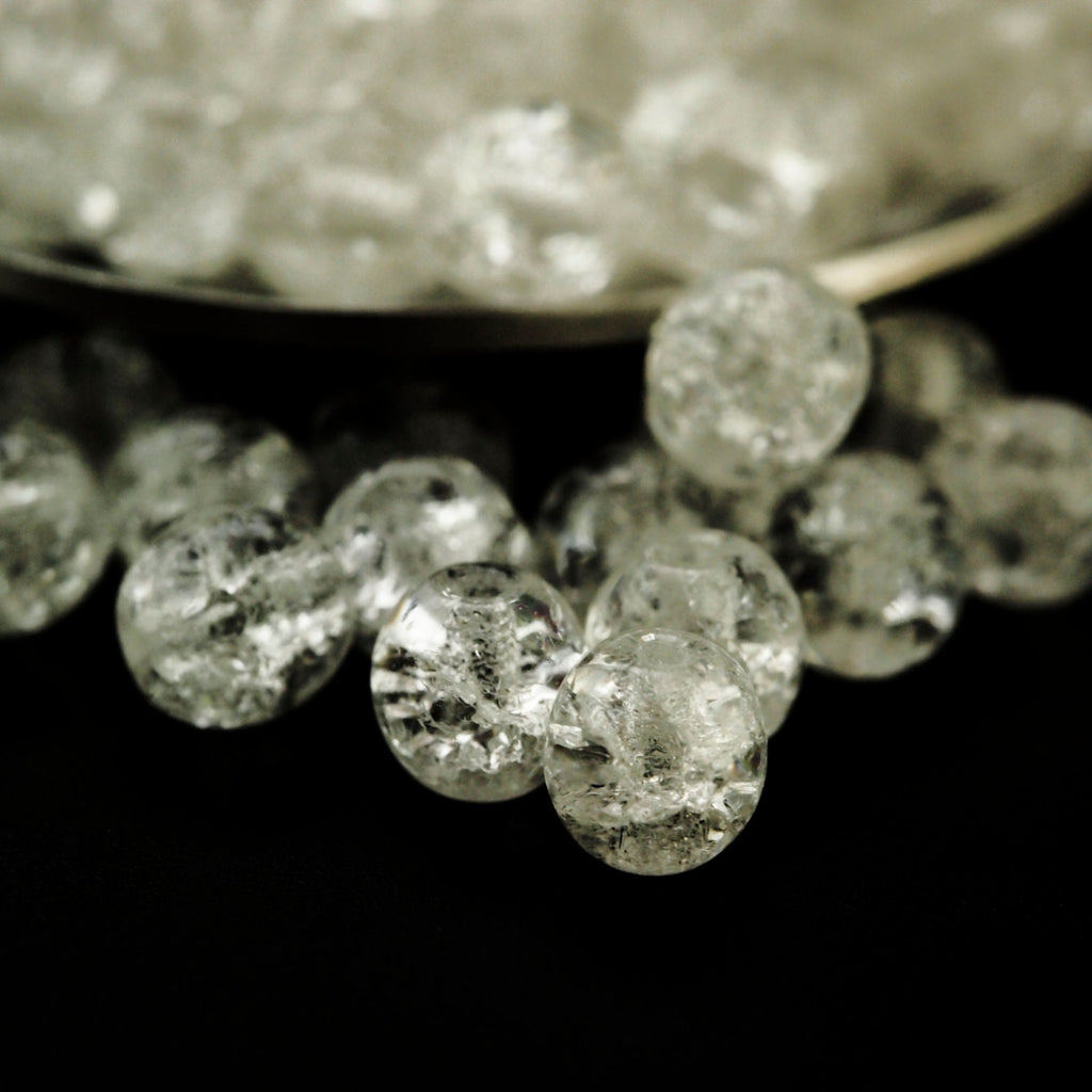 40 - 6mm Round Crystal Crackle Czech Beads - 100% Guarantee