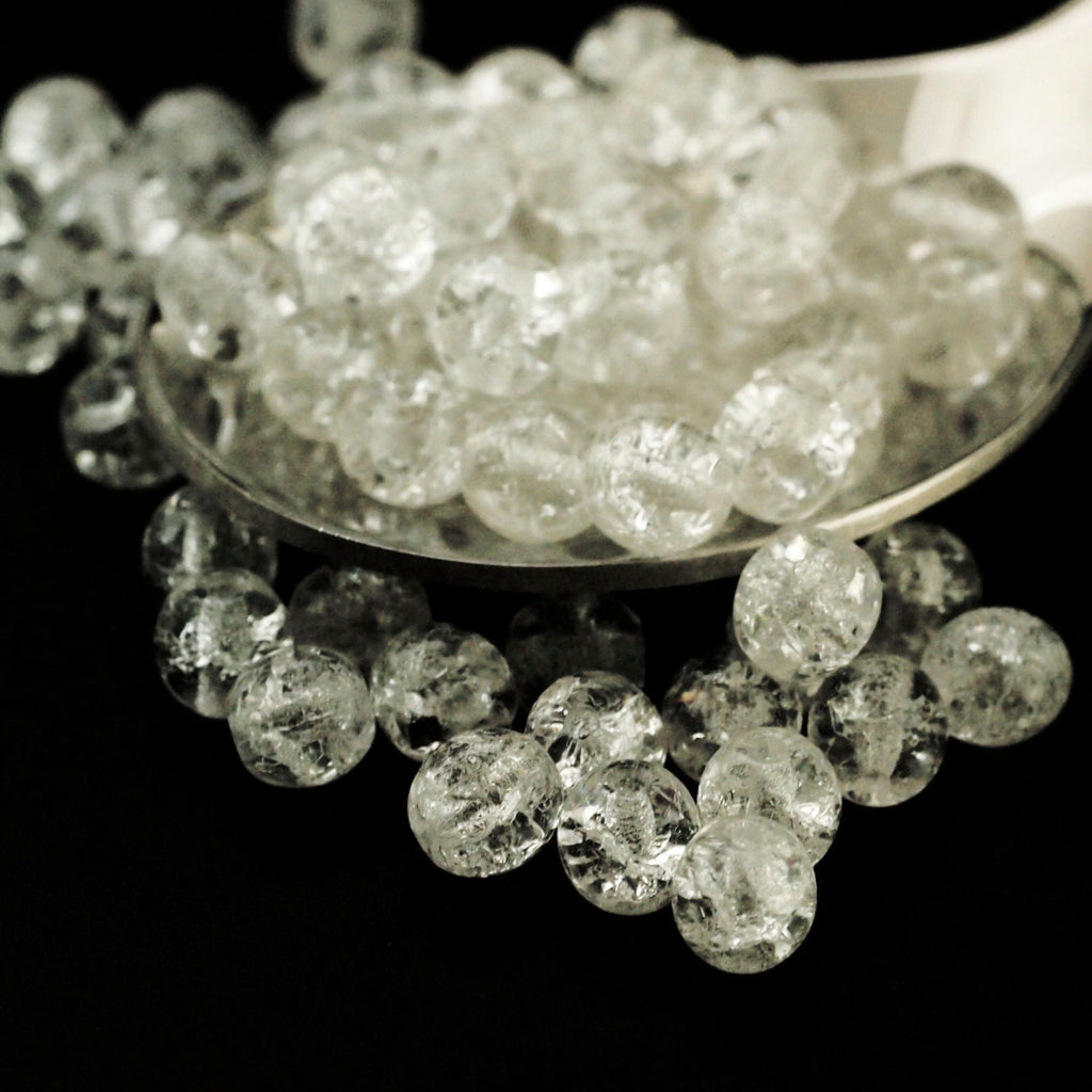 40 - 6mm Round Crystal Crackle Czech Beads - 100% Guarantee