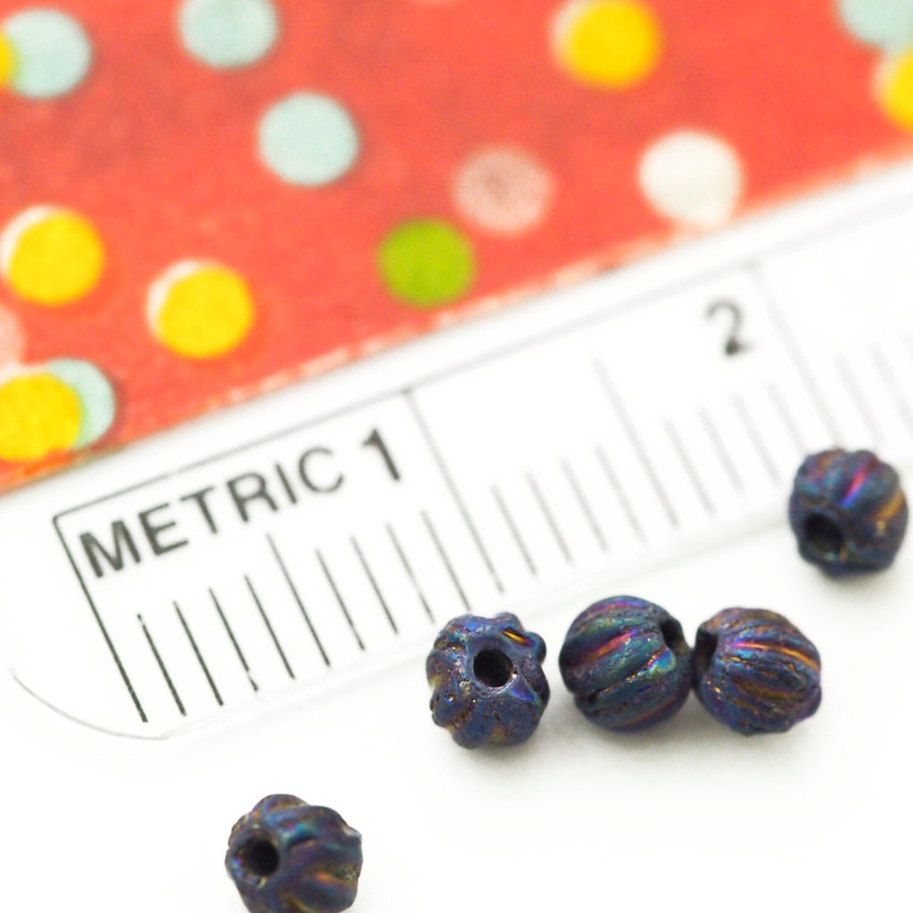50 - 3mm Matte Iris Blue Melon Czech Bead - 100% Guaranteed