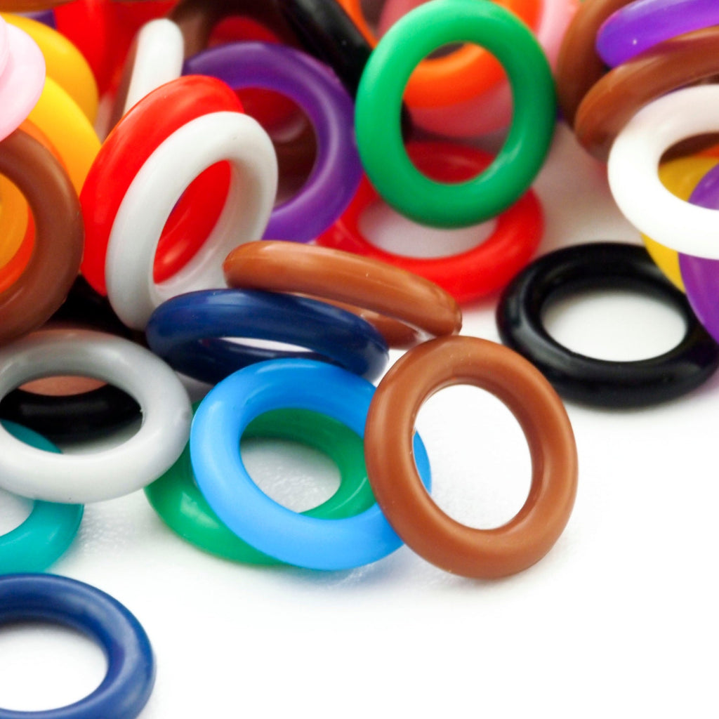 100 - 10mm OD Silicone Jump Rings - You Pick Color - Black, White, Brown, Pink, Purple, Blue, Green, Yellow, Orange, Red or Mix