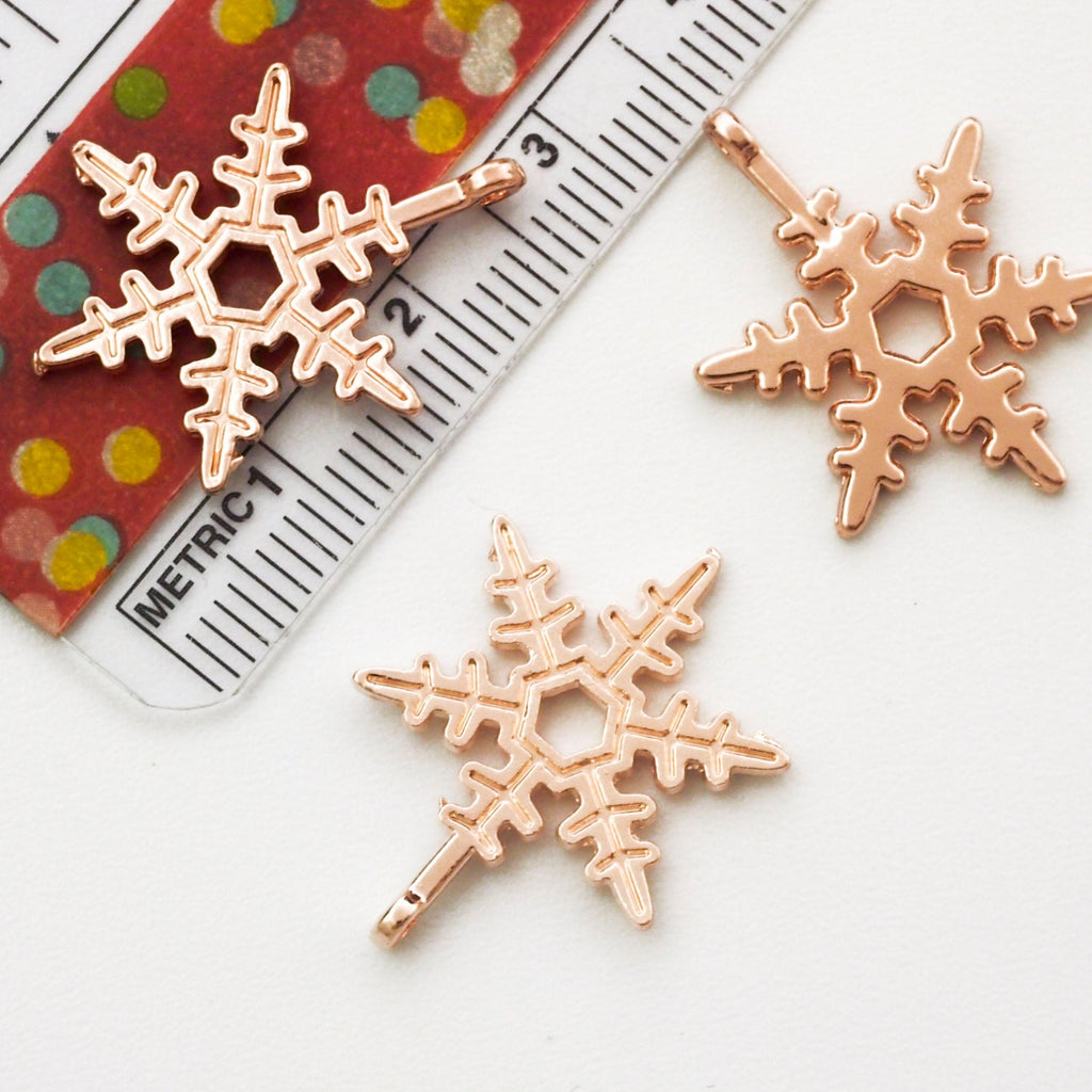 Clearance Sale 5 Rose Gold Plated Snowflake Charms - 24mm X 17.5mm - 100% Guarantee