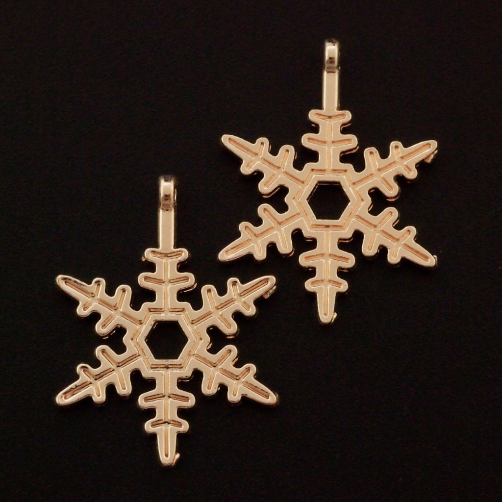 Clearance Sale 5 Rose Gold Plated Snowflake Charms - 24mm X 17.5mm - 100% Guarantee
