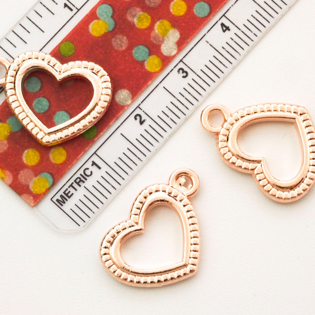 Clearance Sale 10 Rose Gold Plated Falling Heart Charms - 20.6mm X 14.6mm - 100% Guarantee