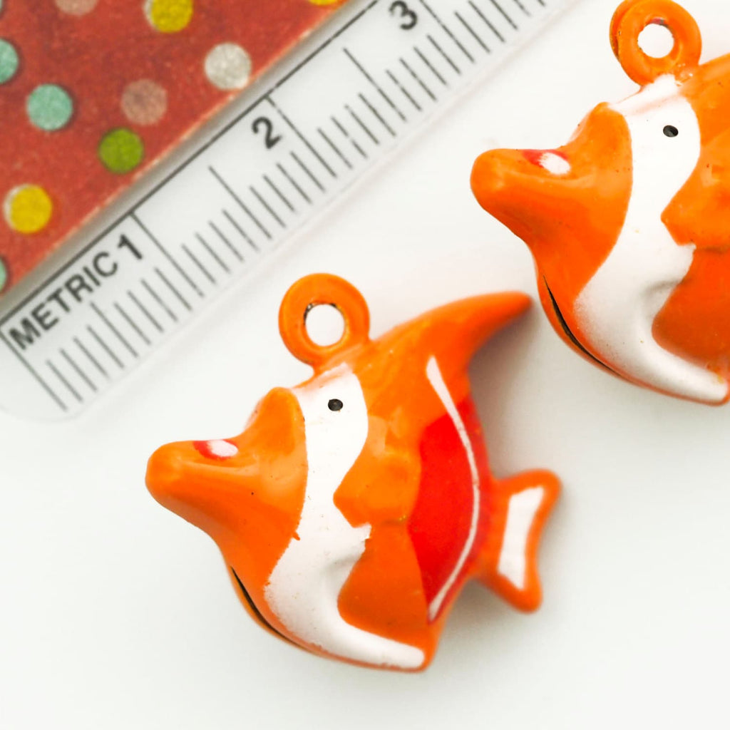 6 Orange Angelfish Bells 24mm X 21mm