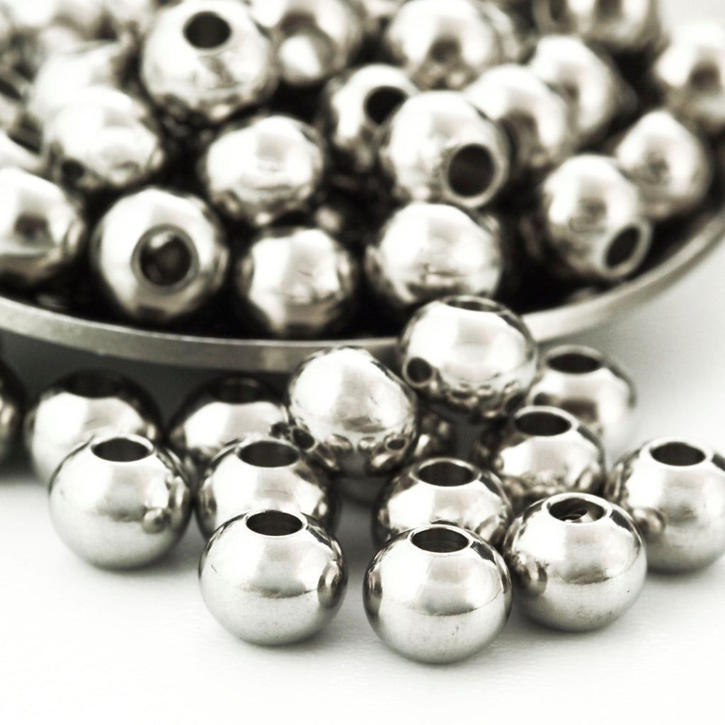 30 - Stainless Steel Drum Beads - You Choose Size