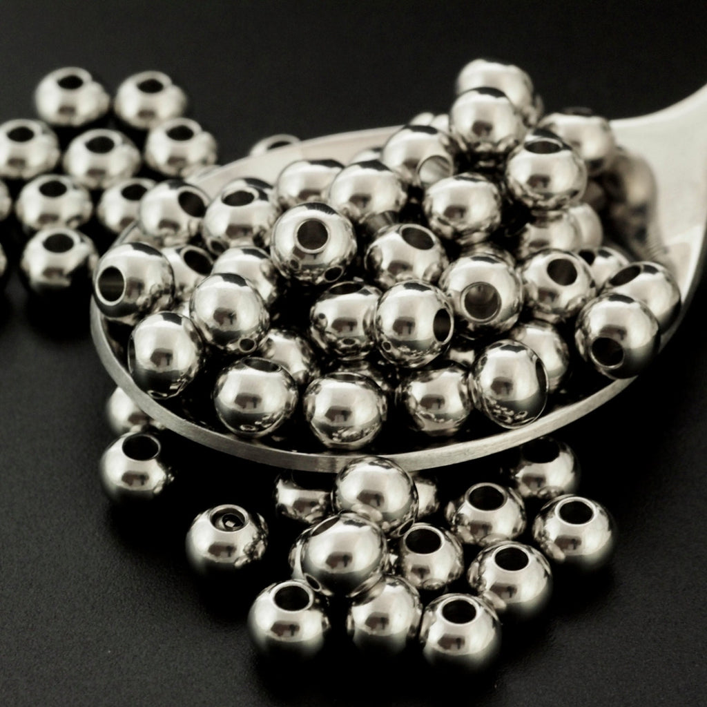 30 - Stainless Steel Drum Beads - You Choose Size