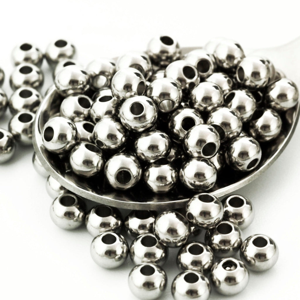 30 - Stainless Steel Drum Beads - You Choose Size