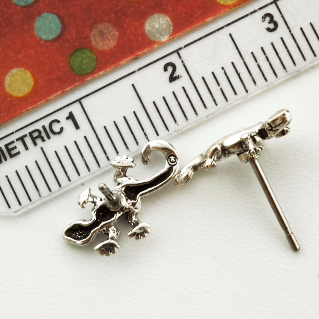 1 pair of Antique Sterling Silver Gecko Posts  - 12mm x 5mm