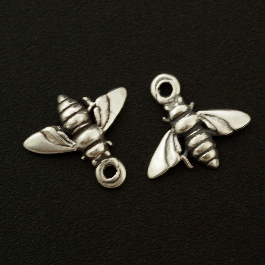 Sterling Silver Honey Bee Charm - 9.1mm X 9.6mm