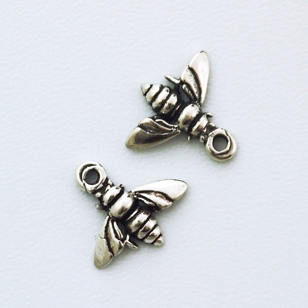 Sterling Silver Honey Bee Charm - 9.1mm X 9.6mm