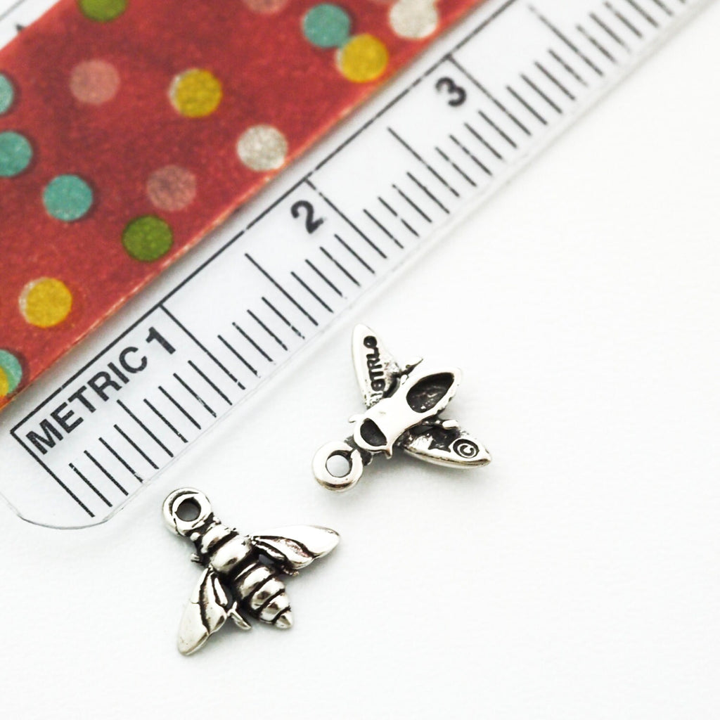 Sterling Silver Honey Bee Charm - 9.1mm X 9.6mm