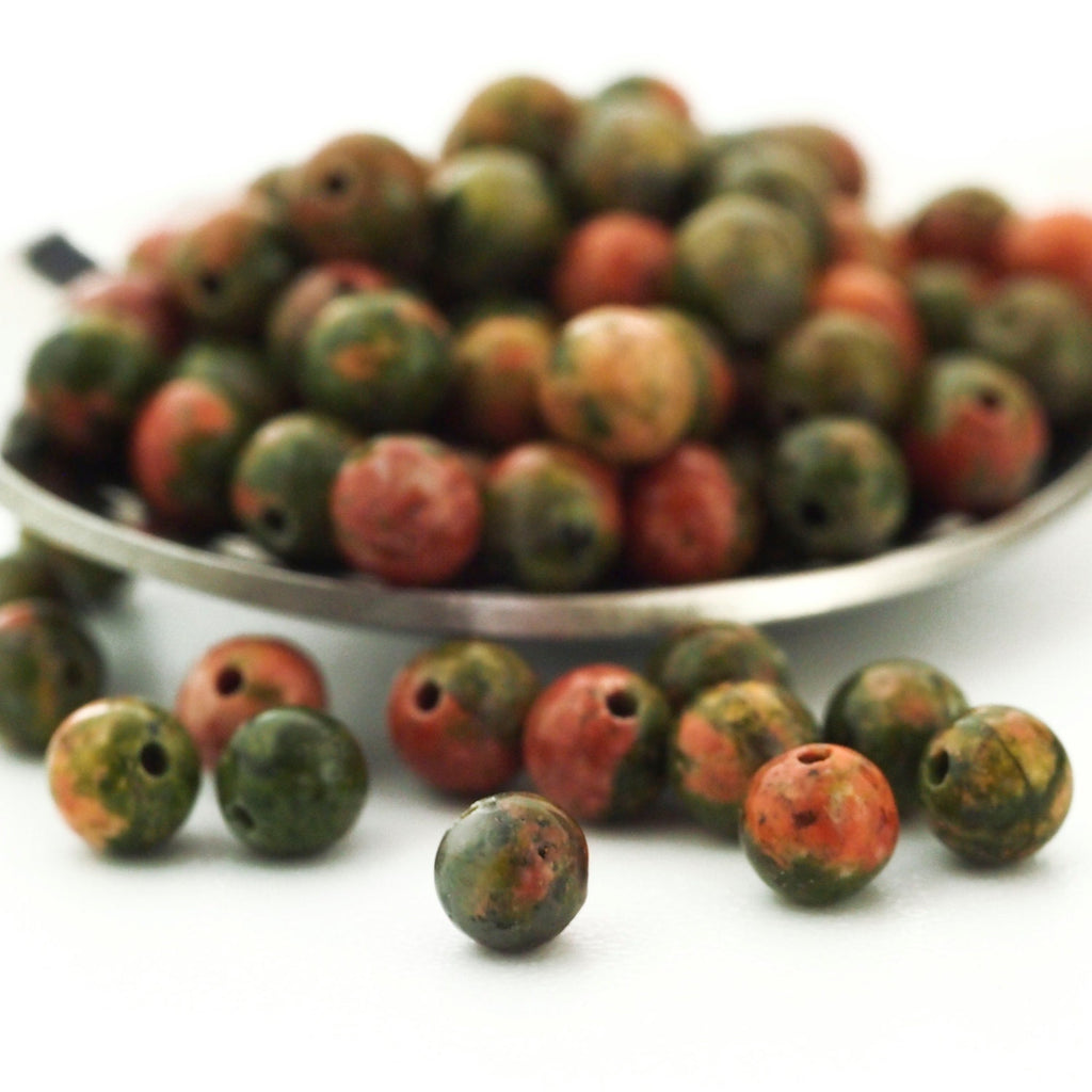 Grade B Round Unakite Beads - Great Economical Choice in 2mm, 3mm, 4mm, 6mm, 8mm, 10mm, 12mm, 14mm