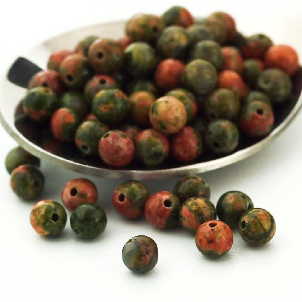 Grade B Round Unakite Beads - Great Economical Choice in 2mm, 3mm, 4mm, 6mm, 8mm, 10mm, 12mm, 14mm