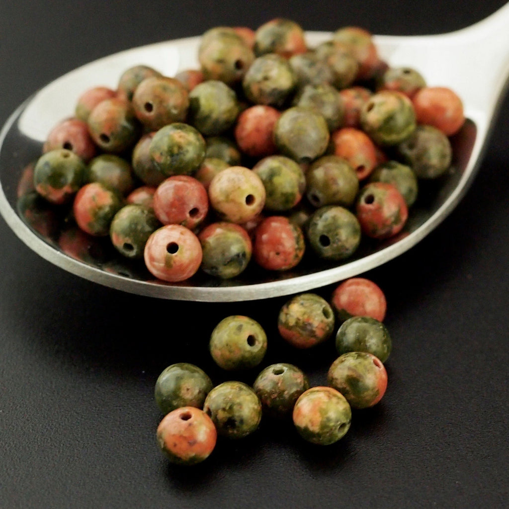 Grade B Round Unakite Beads - Great Economical Choice in 2mm, 3mm, 4mm, 6mm, 8mm, 10mm, 12mm, 14mm