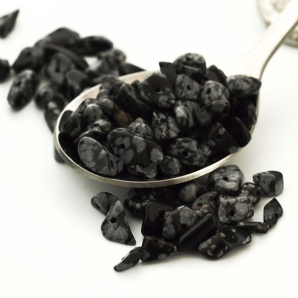 100 - Snowflake Obsidian Chip Beads - 24 Grams - 100% Guaranteed Satisfaction