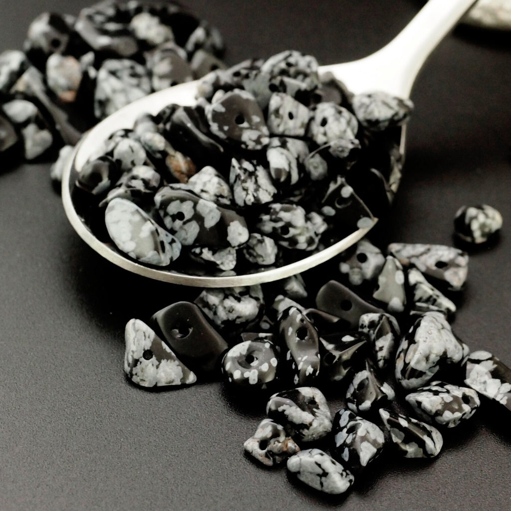 100 - Snowflake Obsidian Chip Beads - 24 Grams - 100% Guaranteed Satisfaction