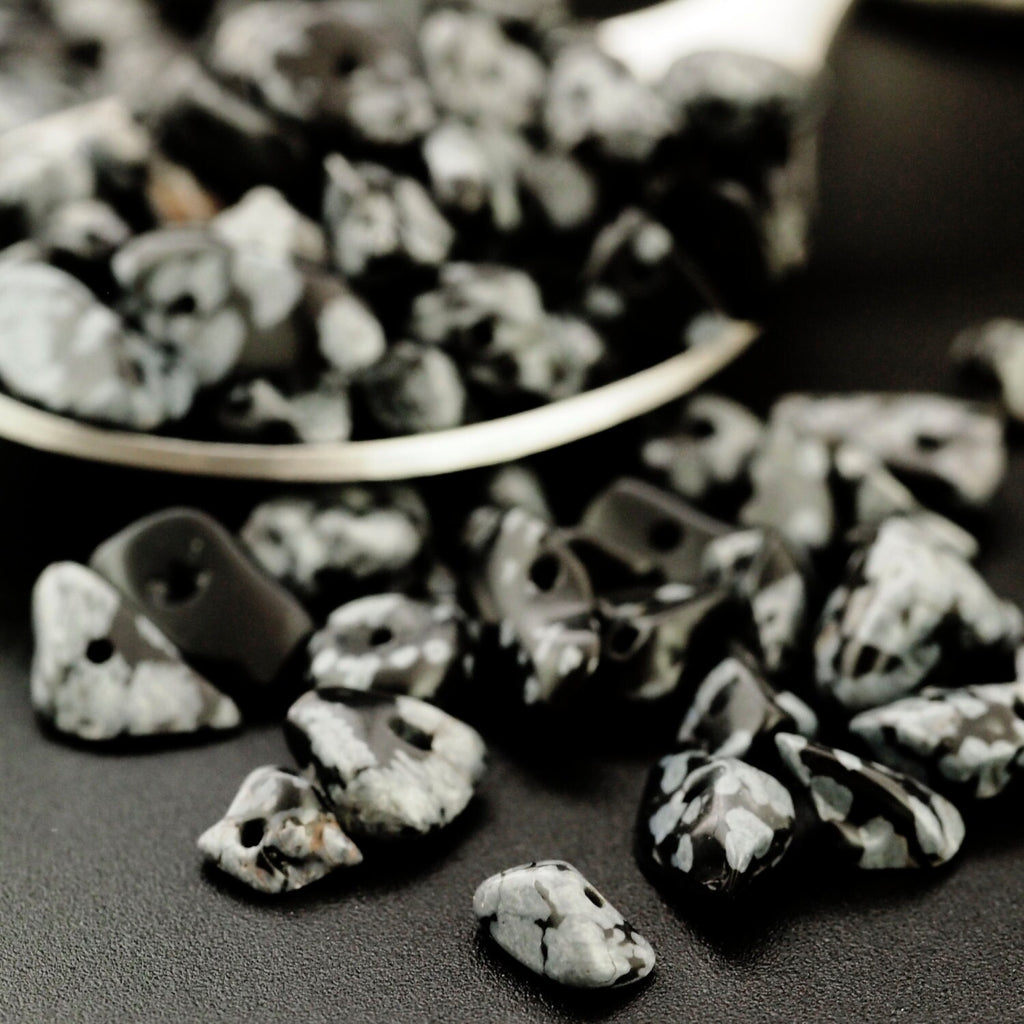 100 - Snowflake Obsidian Chip Beads - 24 Grams - 100% Guaranteed Satisfaction