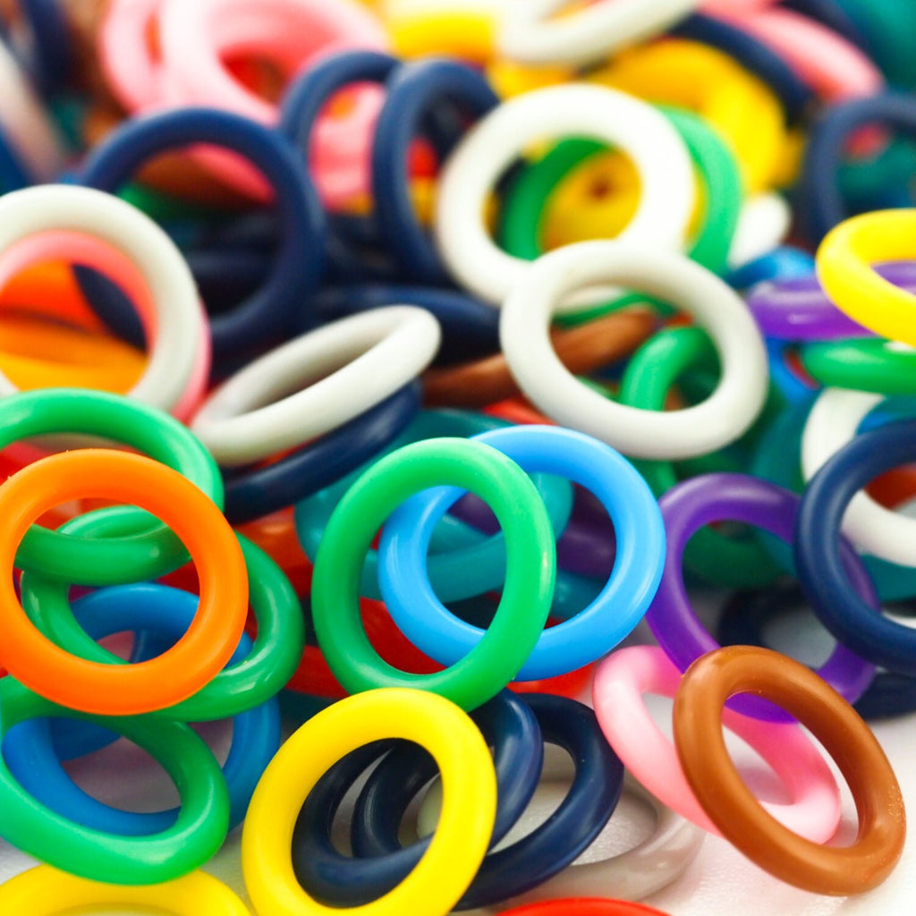 50 - 12mm OD Silicone Jump Rings - Pick Color - Black, White, Grey, Brown, Pink, Purple, Blue, Green, Yellow, Orange, Red or Rainbow Mix